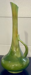 Mid Century Haeger Pottery Green Handled Large  Jug Vase