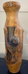 Vintage Aspen Wood Hand Carved 16 Inch Vase By Arlin Brown