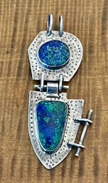 Sterling Silver & Azurite Jointed Pendant - Handmade Total Weight 15.7 Grams