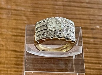 Stunning 14k Gold And 11 Diamond Ring Center Stone 1.77 Carats Size 7 By Gothic With Appraisal