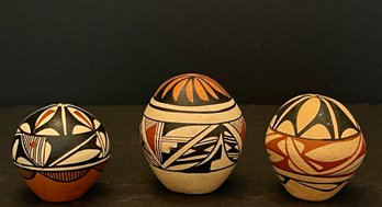 (3) VM Toya Jemez Pueblo Signed Pottery Seedpots