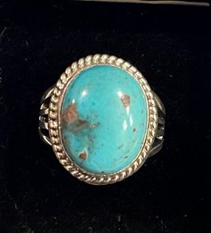 Cecil Atencio Sterling Silver And Turquoise Ring Size 8.5 - Total Weight 10.8 Grams