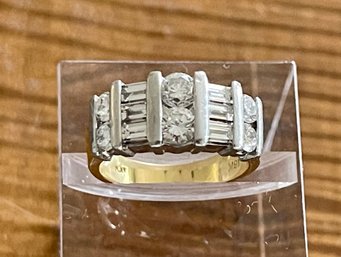 Platinum And 18k Yellow Gold 12 Stone Diamond Ring Size 6.5 - 2.06 Total Diamond Carats With Appraisal