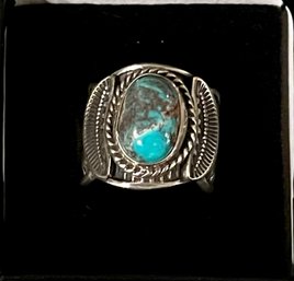 Sunshine Reeves Navajo Sterling Silver And Turquoise Ring Size 6 - Total Weight 12.4 Grams