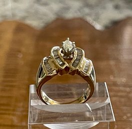 14k Yellow Gold 49 Stone Diamond Ring Size 6.5 - Diamond Weight 1.21 With Appraisal