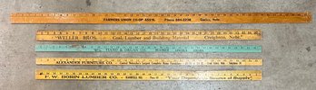 (5) Vintage Measuring Sticks - Framers Union, Piano & Organ Co, Alexander Furniture Co, & More