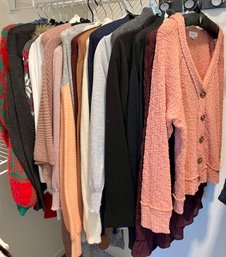 20 Ladies Size Medium And Large Sweaters And Sweater Jackets - Elle, Marled, Sport Authority, And More