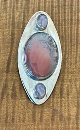 Sterling Silver & Stalactite Agate & Pink Quartz Pendant - Handmade Total Weight - 19 Grams