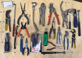 Hand Tool Lot - Multi-tool, Vise Grips, Pliers, Screwdrivers, Mirror, Magnets, & More