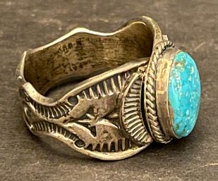Sunshine Reeves Sterling Silver And Turquoise Ring Size 13 - 14.89 Grams Total