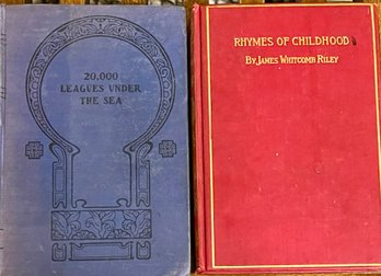 Antique Books - 20,000 Leagues Under The Sea Hardback Book - Rhymes Of Childhood - James Whitcomb Riley - 1900