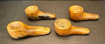 (4) Hand Made Native American Ceremonial Pottery Pipes