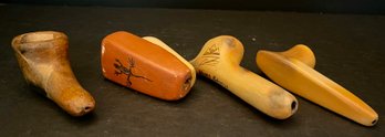 (4) Vintage Native American Pottery Pipes - Nina Polsakia, Hand Painted, And More