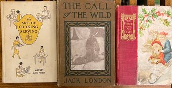 3 Antique Books The Princess Of The Pin Elves - The Call Of The Wild 1903 - The Art Of Cooking & Serving 1932