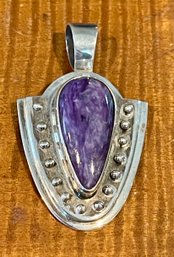 Sterling Silver & Charoite Pendant - Handmade - Total Weight - 13.8 Grams