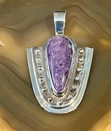 Sterling Silver & Charoite Pendant - Handmade - Total Weight - 15.6 Grams