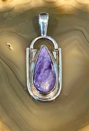 Sterling Silver & Charoite Pendant - Handmade - Total Weight - 9.8 Grams