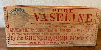 Antique Pure Vaseline Blue Seal Dovetail Wood Box