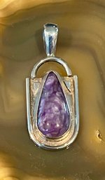Sterling Silver & Charoite Pendant - Handmade - Total Weight - 10.6 Grams