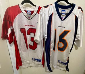Denver Broncos Jake Plummer 16 Size Medium And Kurt Warner Cardinals 13 Size Small Jerseys