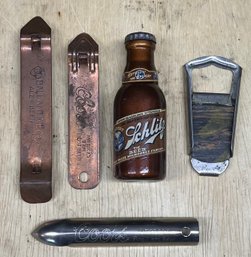 (5) Vintage Bottle Openers - Coors, Schlitz, Ballantine Ale