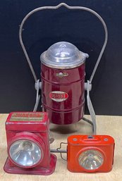 Vintage EcoLite Lantern With Niagara Junior Guide Searchlight & Delta Electric Light