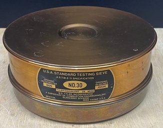 Vintage USA Standard Testing Sieve No. 30