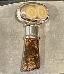 Sterling Silver - Rare Bacculite & Stalactite Pendant - Handmade - Total Weight 14.7 Grams