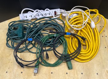 Assorted Extension Cords, Power Strip, & HDMI Cables