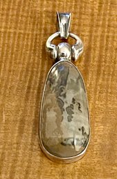 Sterling Silver & Moss Agate Pendant - Handmade - Total Weight 15.4 Grams