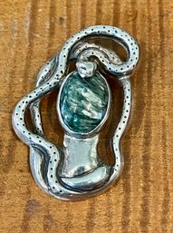Sterling Silver & Gaspeite Snake Pendant - Handmade - Total Weight - 10.1 Grams