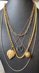 Vintage Gold Filled Necklace Lot And Sterling Silver Box Chain Necklace - Locket - Baseball - Chain & More