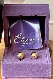 18K Yellow Gold Earrings With Paperwork And Original Box - Total Weight .7 Grams