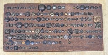 Antique 18 X 9 Inch Handmade Metal Button Wall Hanging Display