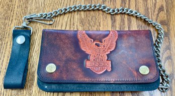 Harley Davidson Leather Wallet With Chain And Belt Loop