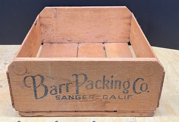 Vintage Barr Packing Co Wooden Crate Sanger, California