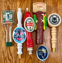 (6) Vintage Beer Tap Handles - Woodpecker Cider, Black Fox Brewing, Steinlager, American Ale, Mcewans