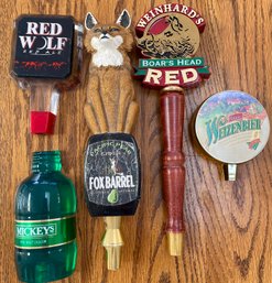 (5) Vintage Beer Tap Handles - Weinhards, Red Wolf, Pacific Pear Cider, Mickeys, Coors