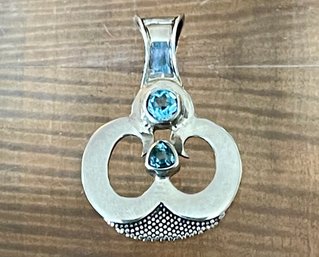 Sterling Silver And Blue Topaz Pendant - Handmade - Total Weight - 7.8 Grams