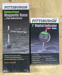 Pittsburgh 1 Inch Digital Indicator With Multipositional Magnetic Base And Original Boxes