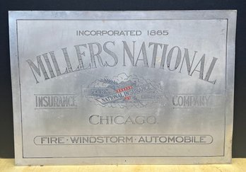 Miller's National Insurance Company Chicago 20' X 14' Metal Sign