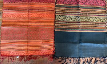 2 -  100 Percent Silk Handmade Thai Hilltribe Folk Pattern  Scarf  Scarves 16'w X 72'L