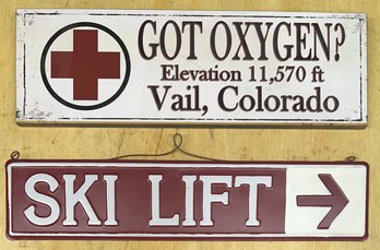 Wooden Vail, Colorado Plaque With Ski Lift Metal Sign Wall Hangings