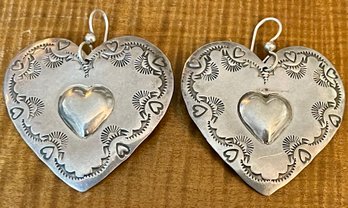 Pair Of Sterling Silver Heart Jean Slifka Earrings - Total Weight 16.5 Grams