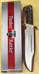 Timber Rattler Western 11' Blade Bowie Knife With Leather Sheath And Original Box