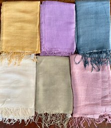 6 - 100 Percent Thailand Silk Scarf Scarves - 30' X 64' Solid Colors & Ombre