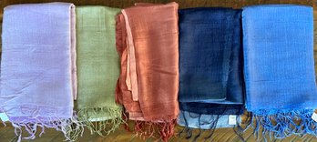 5 - 100 Percent Silk Thailand Scarf Scarves - 30' X 64' Solid Color And Ombre
