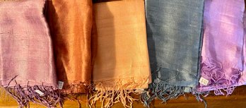 5 - 100 Percent Silk Thailand Scarf Scarves - 30' X 64' Solid & Ombre Colors