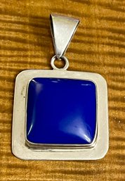 Vintage Mexico 925 Sterling Silver Large Sterling Silver & Blue Lapis Pendant - Weight 27 Grams