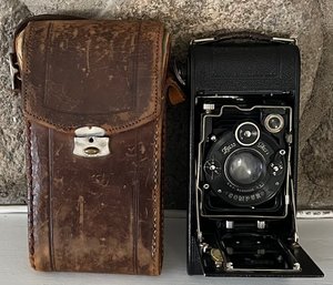 Vintage Zeiss Ikon Compur No. 258646 Folding Camera With Leather Case